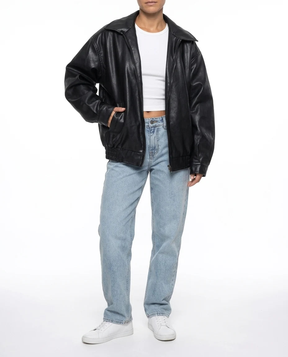 CT|Damen Oversized Vintage-Lederjacke