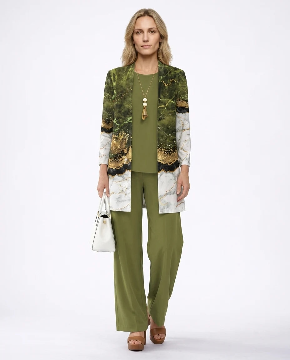 CT|Damen Dreiteiliges Set mit Strickjacke