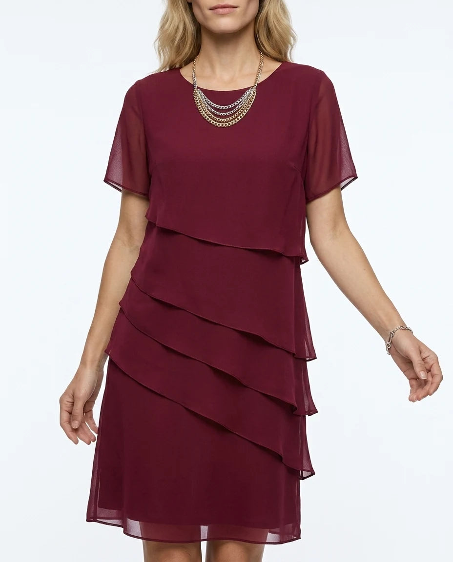 CT|Plissiertes Sommer-Chiffonkleid für Damen