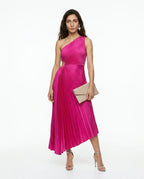 CT|Damen One-Shoulder Plissiertes Maxikleid