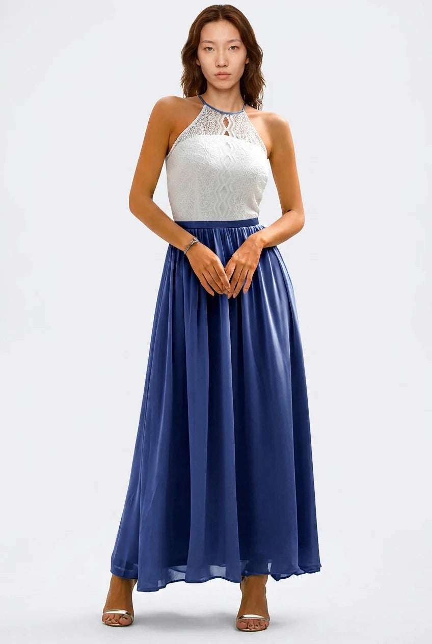 CT|Damen Hochzeitsgast Halter Maxi Kleid
