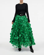 CT|Fließender Polka-Dot-Rock mit Femininer Silhouette