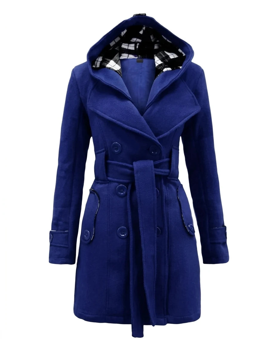 CT|Damen Trenchcoat mit Doppelreiher und Kapuze