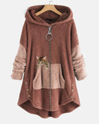 CT|Damen-Teddy-Mantel mit Katzendesign