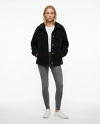 CT|Damen Teddyjacke mit Knopfleiste
