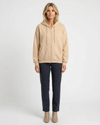 MARCFRANCOIS|Beige Yael | Damen Kapuzenjacke Hoodie Reißverschluss, Vorderansicht