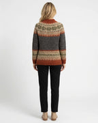 MARCFRANCOIS|Blau Vera | Damen Strickjacke Norwegermuster Winter, Vorderansicht