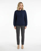 MARCFRANCOIS|Blau Greta | Damen Kapuzenpullover Waffelstruktur Langarm, Vorderansicht