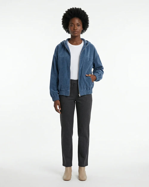 MARCFRANCOIS|Blau Cleo | Damen Cordjacke Freizeit Reißverschluss, Vorderansicht