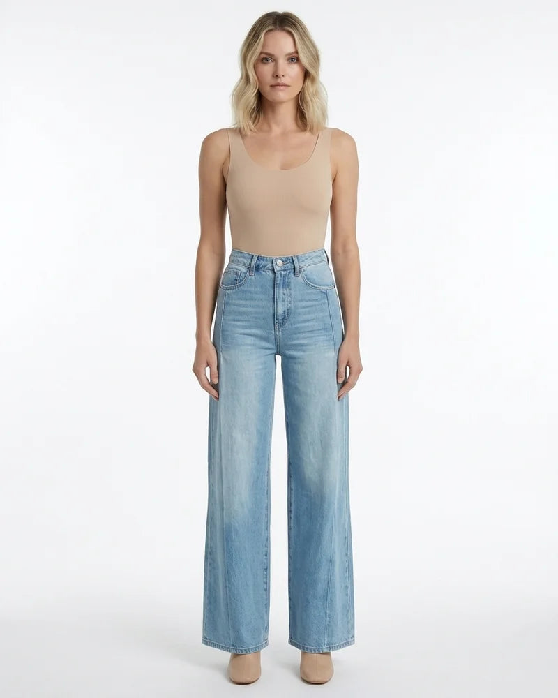 MARCFRANCOIS|Blau Cori | Damen Schlaghose Weites Bein Retro, Vorderansicht