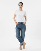 MARCFRANCOIS|Blau Emma | Damen Jeans High Waist Knopfleiste, Vorderansicht