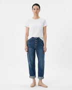MARCFRANCOIS|Blau Emma | Damen Jeans High Waist Knopfleiste, Vorderansicht