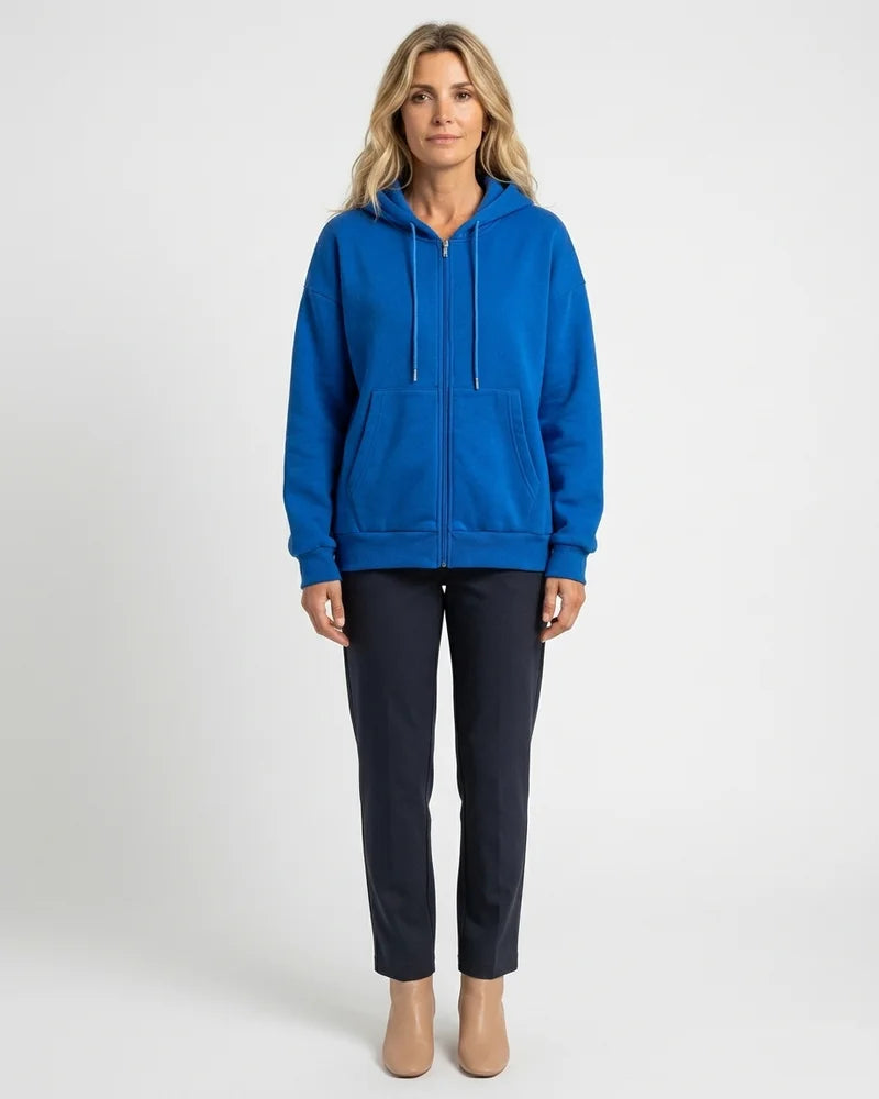MARCFRANCOIS|Blau Yael | Damen Kapuzenjacke Hoodie Reißverschluss, Vorderansicht