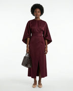MARCFRANCOIS|Bordeaux Devon | Damen Maxikleid Gürtel Elegant, Vorderansicht
