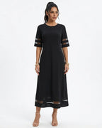 MARCFRANCOIS|Burgund Taylor | Damen Maxikleid Elegant Mesh, Vorderansicht