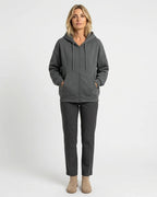 MARCFRANCOIS|Dunkelgrau Yael | Damen Kapuzenjacke Hoodie Reißverschluss, Vorderansicht