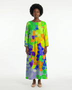 MARCFRANCOIS|Gelb Sigrid | Damen Maxikleid Bunt 3/4-Arm, Vorderansicht