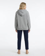 MARCFRANCOIS|Grau Greta | Damen Kapuzenpullover Waffelstruktur Langarm, Vorderansicht