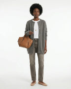 MARCFRANCOIS|Grau Zion | Damen Strickjacke Lang Locker, Vorderansicht