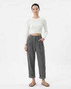 MARCFRANCOIS|Grau Marie | Damen Cordhose High Waist Weit, Vorderansicht
