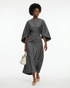 MARCFRANCOIS|Grau Devon | Damen Maxikleid Gürtel Elegant, Vorderansicht