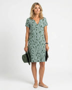 MARCFRANCOIS|Grün Jordan | Damen Sommerkleid Knielang Kurzarm, Vorderansicht