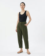 MARCFRANCOIS|Grün Marie | Damen Cordhose High Waist Weit, Vorderansicht