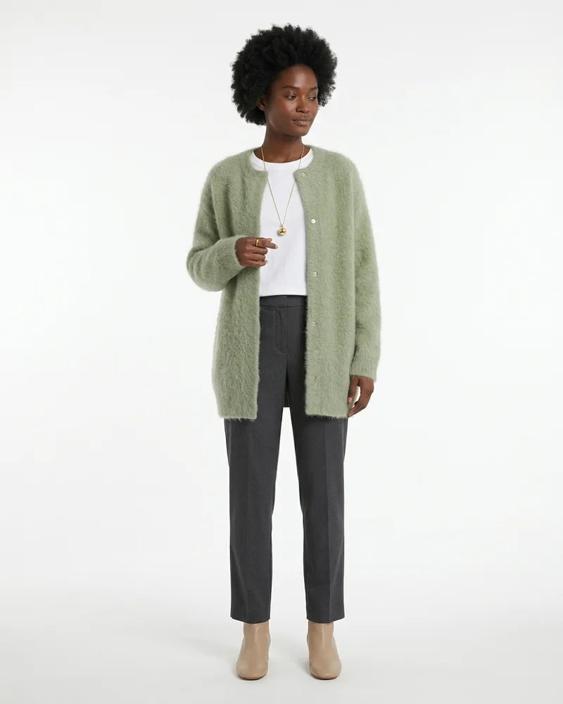 MARCFRANCOIS|Grün Zion | Damen Strickjacke Lang Locker, Vorderansicht