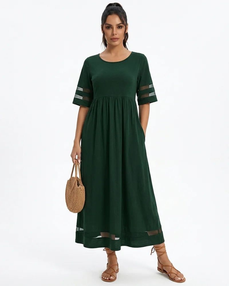 MARCFRANCOIS|Grün Taylor | Damen Maxikleid Elegant Mesh, Vorderansicht