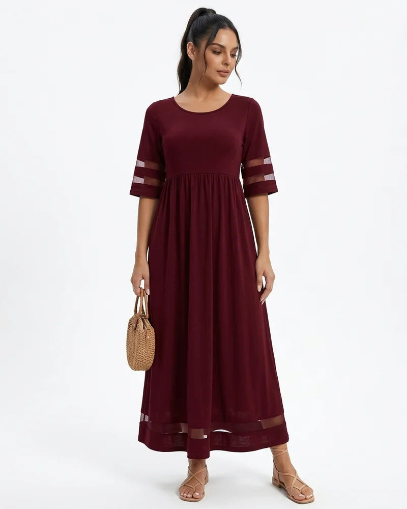 MARCFRANCOIS|Grün Taylor | Damen Maxikleid Elegant Mesh, Vorderansicht