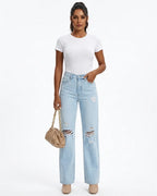 MARCFRANCOIS|Hellblau Britta | Damen High Waist Jeans Weites Bein, Vorderansicht