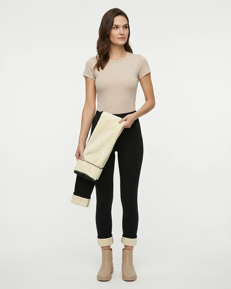 MARCFRANCOIS|Hellgrau Hannah | Damen Thermo Leggings Gefüttert, Vorderansicht