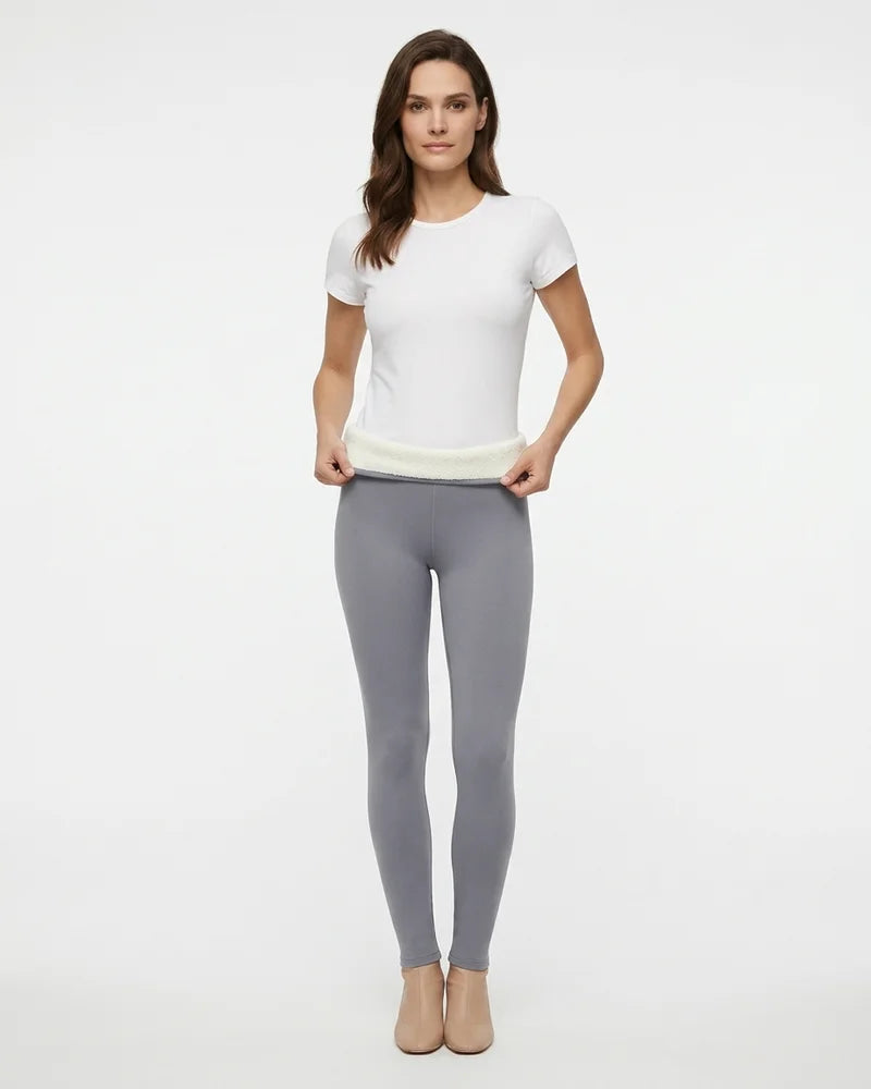 MARCFRANCOIS|Hellgrau Hannah | Damen Thermo Leggings Gefüttert, Vorderansicht