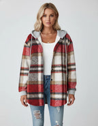 Linnea | Damen Hoodie Jacke mit Karo-Design