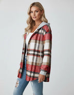 Linnea | Damen Hoodie Jacke mit Karo-Design