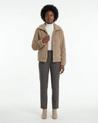 MARCFRANCOIS|Khaki Nina | Damen Teddyfell Jacke Reißverschluss, Vorderansicht