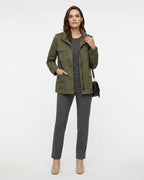 MARCFRANCOIS|Khaki Sage | Damen Utility Jacke Reißverschluss Taschen, Vorderansicht