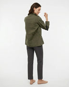 MARCFRANCOIS|Khaki Sage | Damen Utility Jacke Reißverschluss Taschen, Vorderansicht