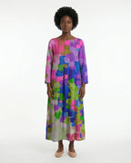 MARCFRANCOIS|Lila Sigrid | Damen Maxikleid Bunt 3/4-Arm, Vorderansicht