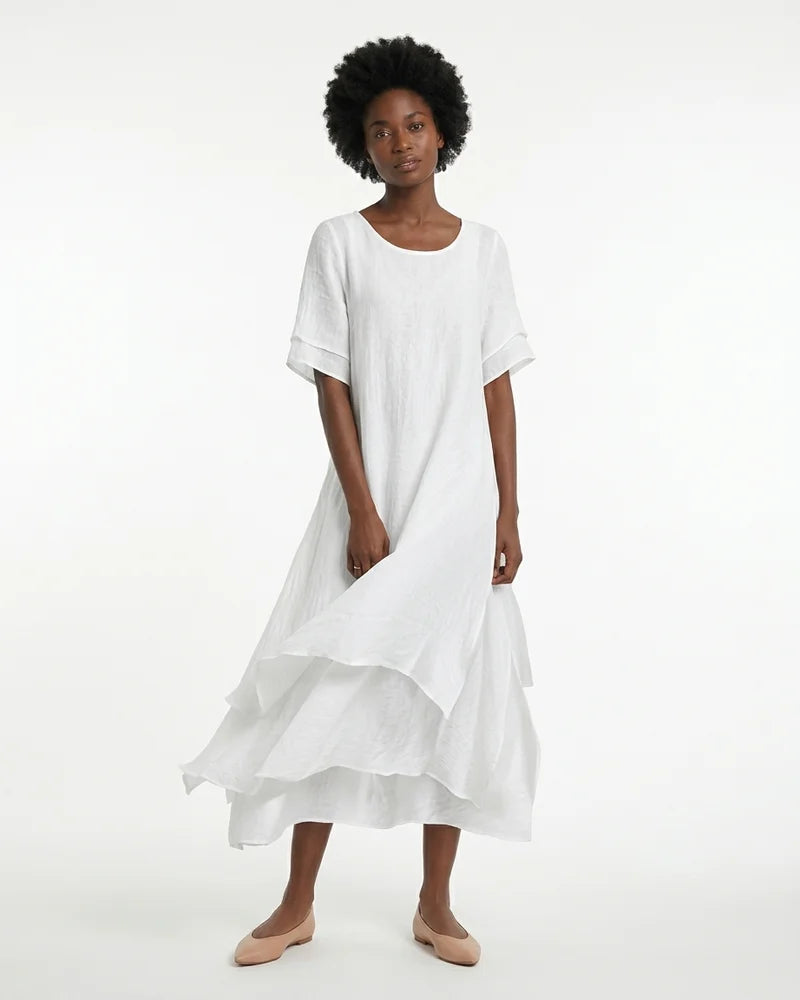 MARCFRANCOIS|Lila Winter | Damen Sommerkleid Leicht Kurzarm, Vorderansicht