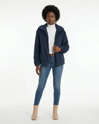 MARCFRANCOIS|Marineblau Nina | Damen Teddyfell Jacke Reißverschluss, Vorderansicht