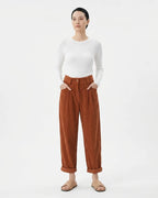 MARCFRANCOIS|Orange Marie | Damen Cordhose High Waist Weit, Vorderansicht