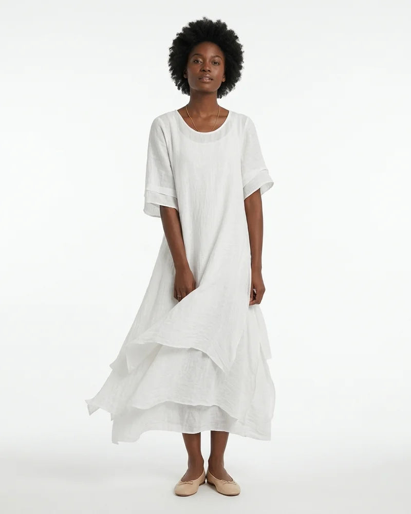 MARCFRANCOIS|Rosa Winter | Damen Sommerkleid Leicht Kurzarm, Vorderansicht