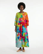 MARCFRANCOIS|Rot Sigrid | Damen Maxikleid Bunt 3/4-Arm, Vorderansicht