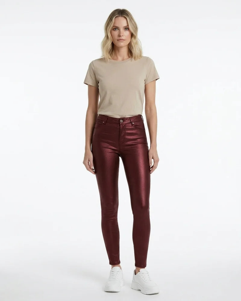 MARCFRANCOIS|Rot Jesse | Damen Skinny Hose Stretch Schmal, Vorderansicht