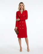 MARCFRANCOIS|Rot Vera | Damen Blazer Kleid Elegant Knopfleiste, Vorderansicht
