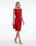 MARCFRANCOIS|Rot Ava | Damen Etuikleid Midi Elegant, Vorderansicht