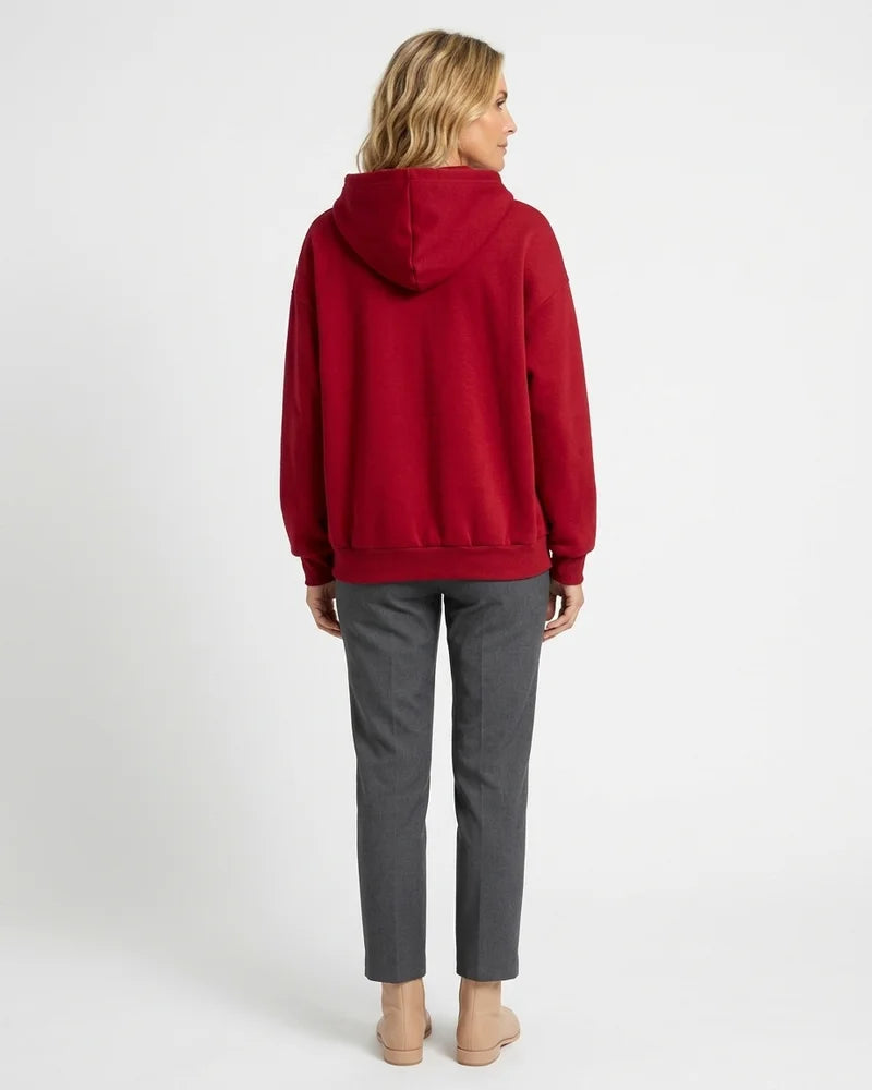 MARCFRANCOIS|Rot Yael | Damen Kapuzenjacke Hoodie Reißverschluss, Vorderansicht
