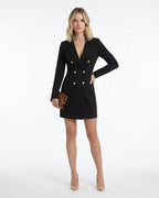 MARCFRANCOIS|Schwarz Vera | Damen Blazer Kleid Elegant Knopfleiste, Vorderansicht
