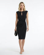 MARCFRANCOIS|Schwarz Ava | Damen Etuikleid Midi Elegant, Vorderansicht